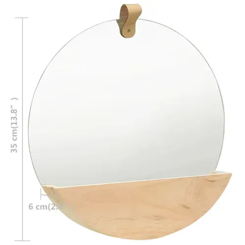322801 Wall Mirror Solid Pinewood 35 Cm
