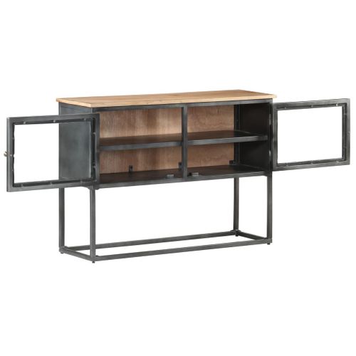 Buffet Gris 100x30x70 Cm Bois D'acacia Massif