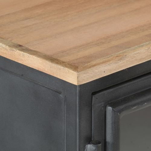 Buffet Gris 100x30x70 Cm Bois D'acacia Massif