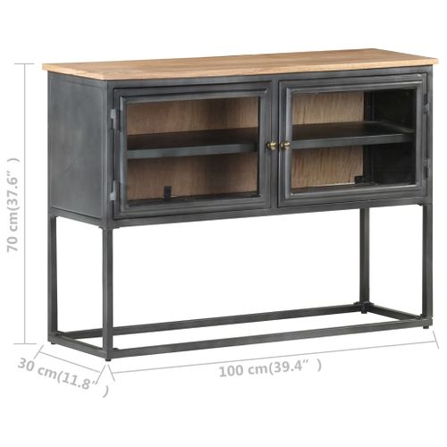 Buffet Gris 100x30x70 Cm Bois D'acacia Massif