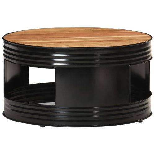 Table Basse Noir 68x68x36 Cm Bois D'acacia Massif
