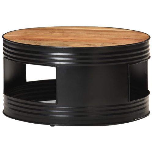 Table Basse Noir 68x68x36 Cm Bois D'acacia Massif