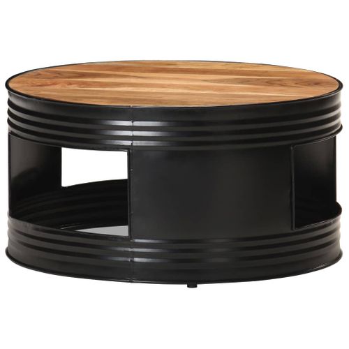 Table Basse Noir 68x68x36 Cm Bois D'acacia Massif