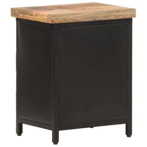 Table De Chevet 40x30x52 Cm Bois De Manguier Brut