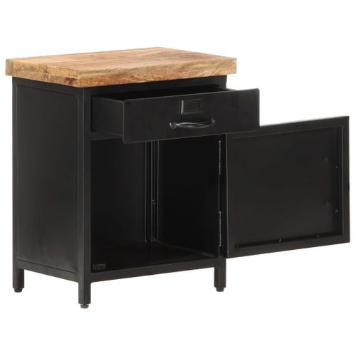 Table De Chevet 40x30x52 Cm Bois De Manguier Brut