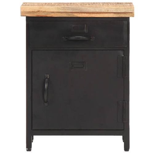 Table De Chevet 40x30x52 Cm Bois De Manguier Brut