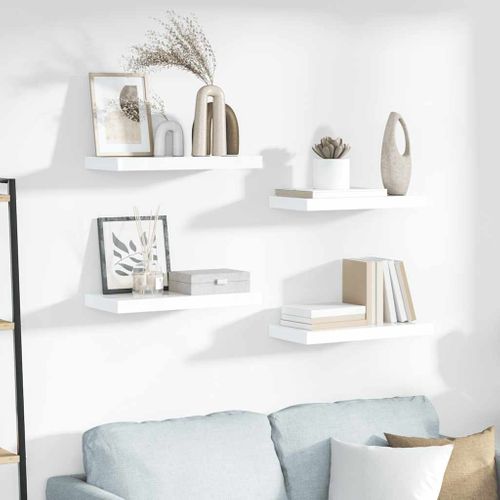 Étagère Murale Flottante Blanc Brillant 50x23x3,8 Cm Mdf