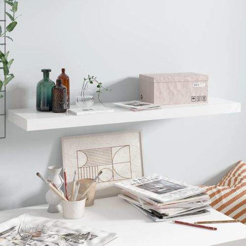 Étagère Murale Flottante Blanc Brillant 90x23,5x3,8 Cm Mdf