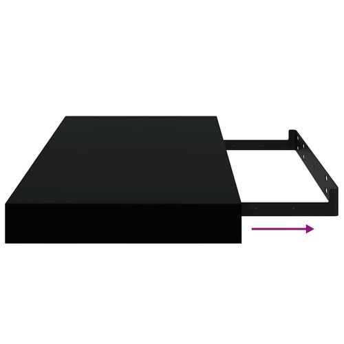 étagère Murale Flottante 2 Pièces Noir Brillant 50x23,5x3,8 Cm Mdf