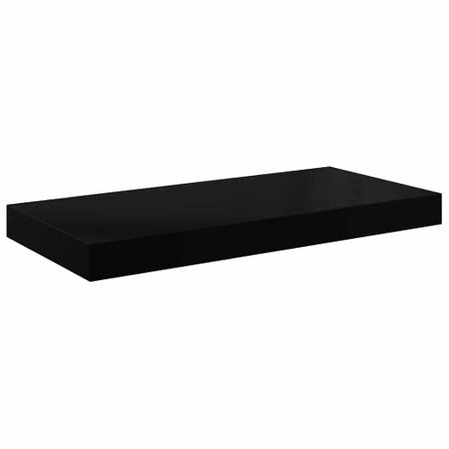 étagère Murale Flottante 2 Pièces Noir Brillant 50x23,5x3,8 Cm Mdf