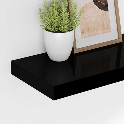étagère Murale Flottante Noir Brillant 60x23,5x3,8 Cm Mdf