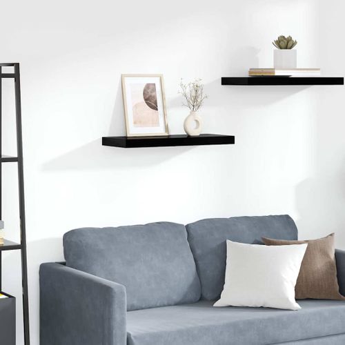 étagère Murale Flottante Noir Brillant 60x23,5x3,8 Cm Mdf