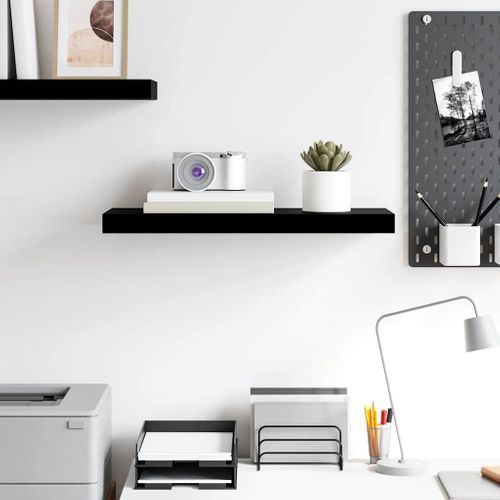 étagère Murale Flottante Noir Brillant 60x23,5x3,8 Cm Mdf