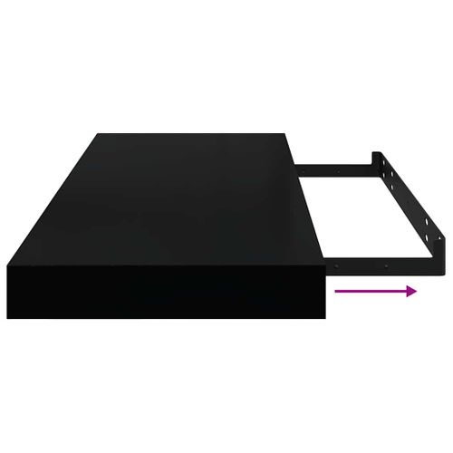 étagère Murale Flottante Noir Brillant 60x23,5x3,8 Cm Mdf