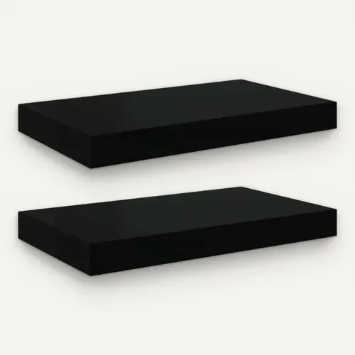 étagères Murales Flottantes 2 Pièces Noir 40x23,5x3,8 Cm Mdf