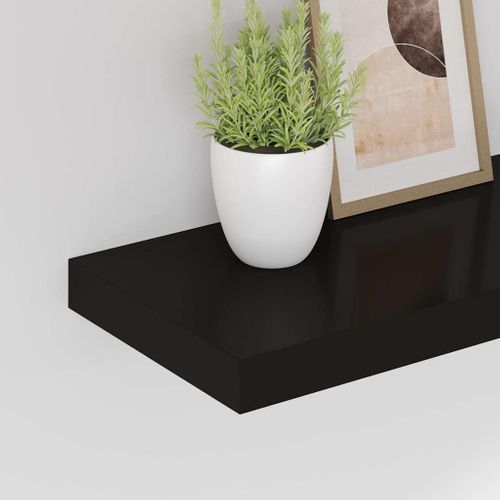 étagères Murales Flottantes 2 Pièces Noir 50x23,5x3,8 Cm Mdf