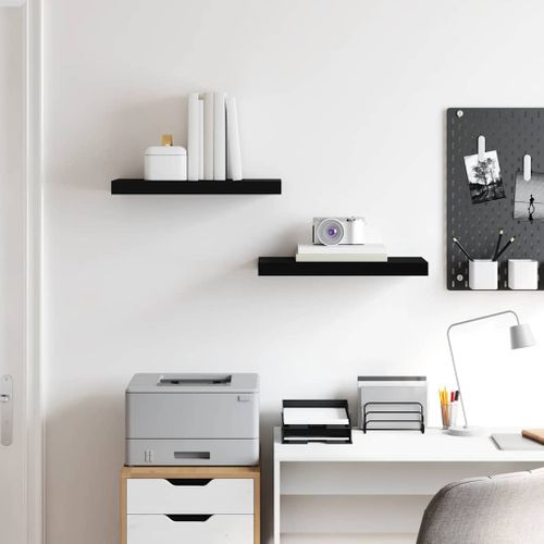 étagères Murales Flottantes 2 Pièces Noir 50x23,5x3,8 Cm Mdf