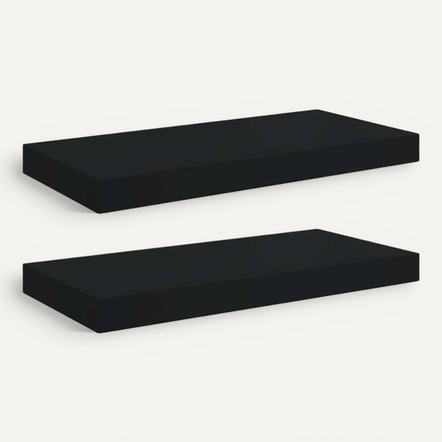 étagères Murales Flottantes 2 Pièces Noir 50x23,5x3,8 Cm Mdf