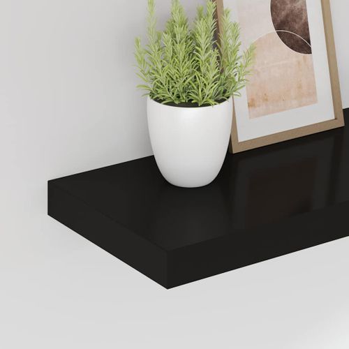 étagères Murales Flottantes 2 Pièces Noir 80x23,5x3,8 Cm Mdf