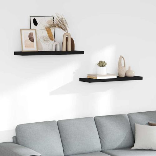 étagères Murales Flottantes 2 Pièces Noir 80x23,5x3,8 Cm Mdf