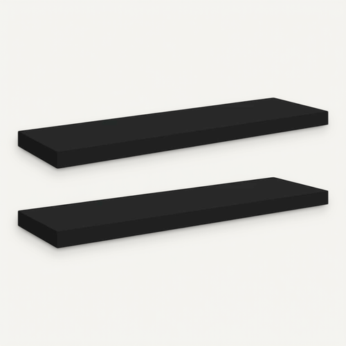 étagères Murales Flottantes 2 Pièces Noir 80x23,5x3,8 Cm Mdf