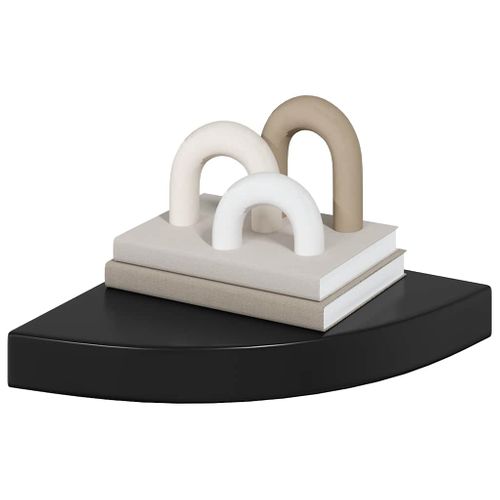 étagères D'angle Flottantes 4 Pièces Noir Brillant 25x25x3,8cm Mdf