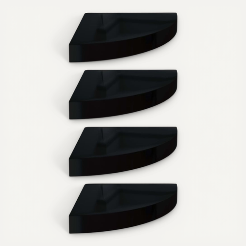 étagères D'angle Flottantes 4 Pièces Noir Brillant 25x25x3,8cm Mdf