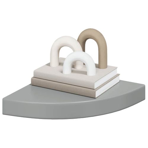 étagères D'angle Flottantes 2pcs Gris Brillant 25x25x3,8cm Mdf