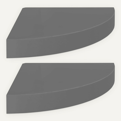 étagères D'angle Flottantes 2pcs Gris Brillant 25x25x3,8cm Mdf