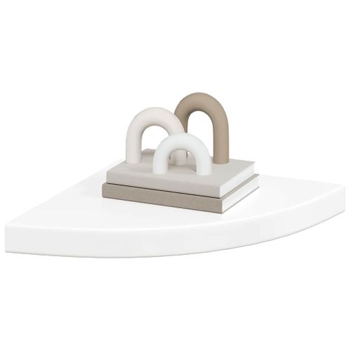étagères D'angle Flottantes 2pcs Blanc Brillant 35x35x3,8cm Mdf
