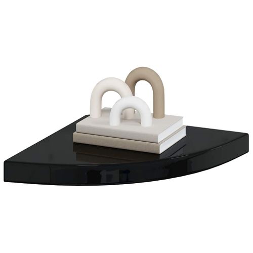 étagères D'angle Flottantes 4 Pièces Noir Brillant 35x35x3,8cm Mdf