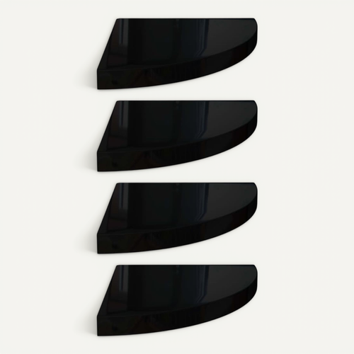 étagères D'angle Flottantes 4 Pièces Noir Brillant 35x35x3,8cm Mdf
