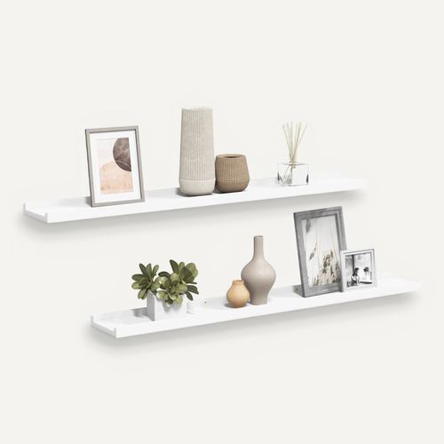 étagères À Rebord Pour Cadre Photo 2 Pièces Blanc 80x9x3 Cm Mdf