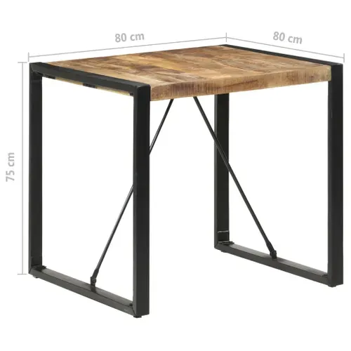Table De Salle À Manger 80x80x75 Cm Bois De Manguier Brut