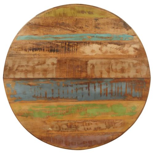 Table À Dîner Ronde 100x100x75 Cm Bois De Récupération Massif