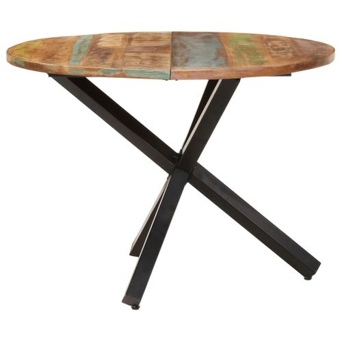 Table À Dîner Ronde 100x100x75 Cm Bois De Récupération Massif