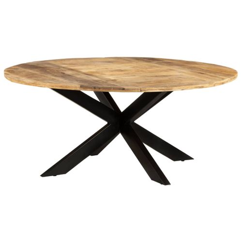 Table De Salle À Manger Ronde 175x75 Cm Bois De Manguier Brut