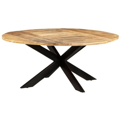 Table De Salle À Manger Ronde 175x75 Cm Bois De Manguier Brut