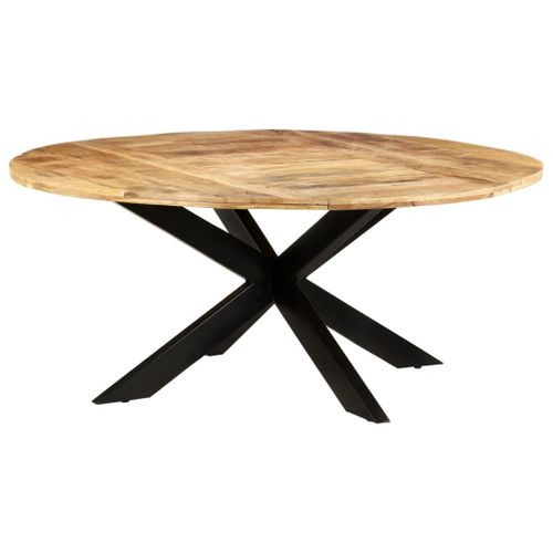 Table De Salle À Manger Ronde 175x75 Cm Bois De Manguier Brut
