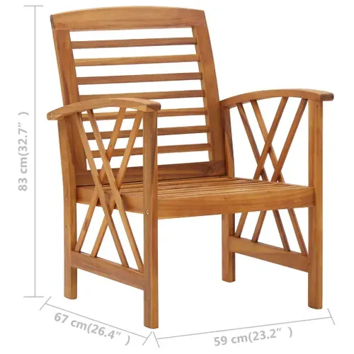 Vidaxl Chaises De Jardin Lot De 2 Bois D'acacia Massif Sièges Meubles Patio Terrasse Extérieur