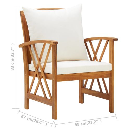 Vidaxl Chaises De Jardin Lot De 2 Avec Coussins Bois D'acacia Massif Sièges Patio Terrasse Extérieur