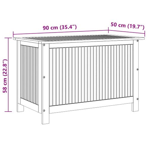 Boîte De Rangement De Jardin 90x50x58 Cm Bois D'acacia Massif Coffre De Stockage Extérieur