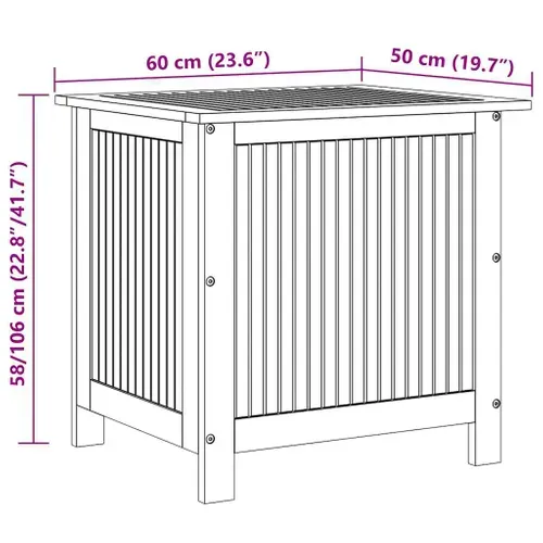 Boîte De Rangement De Jardin 60x50x58 Cm Bois D'acacia Solide Coffre De Stockage Extérieur