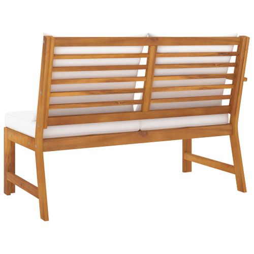 Banc De Jardin 114,5 Cm Avec Coussin Crème Bois Solide D'acacia