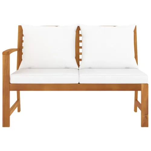 Banc De Jardin 114,5 Cm Avec Coussin Crème Bois Solide D'acacia