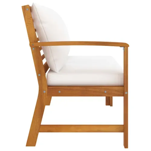 Banc De Jardin 114,5 Cm Avec Coussin Crème Bois Solide D'acacia