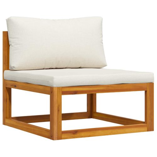 Ensemble De Canapés 2 Pièces En Bois D'acacia Massif Coussins Blanc Crème, Modulaires D'angle