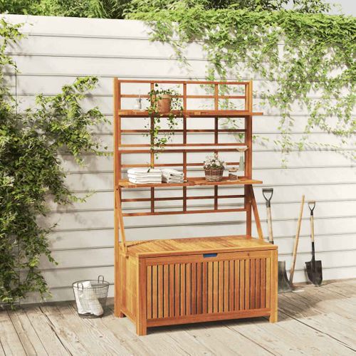 Boîte De Rangement Avec Treillis 99x55x160cm Bois Acacia Solide étagères Ajustables