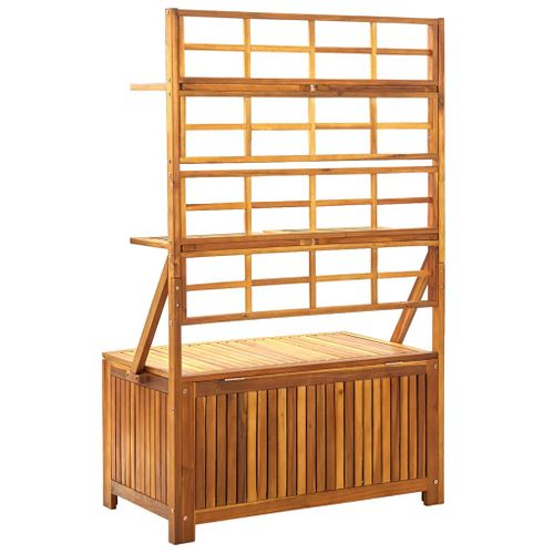 Boîte De Rangement Avec Treillis 99x55x160cm Bois Acacia Solide étagères Ajustables