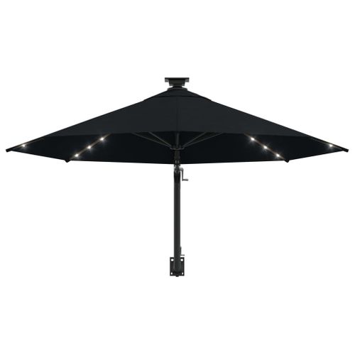 Parasol Mural De Jardin Avec LED 300 Cm Noir